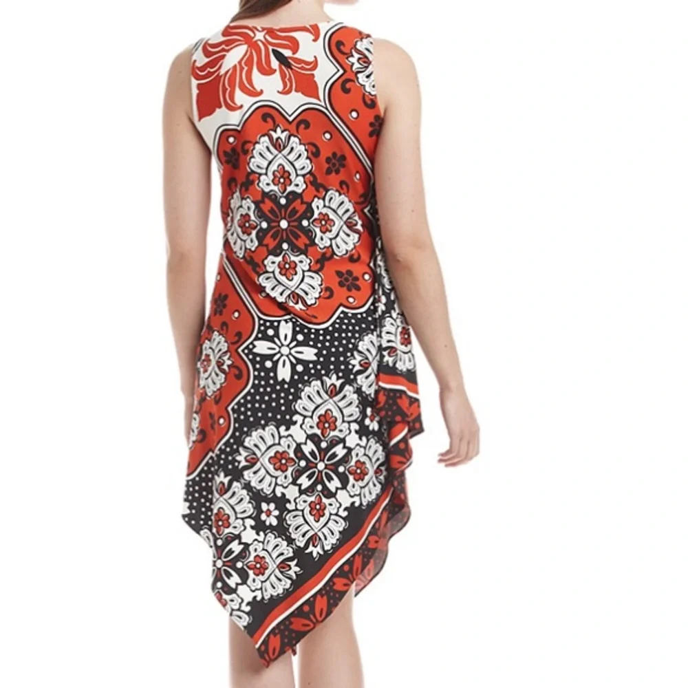 Orange/Blk/Wht Hanky Hem Dress - Picture 2 of 4